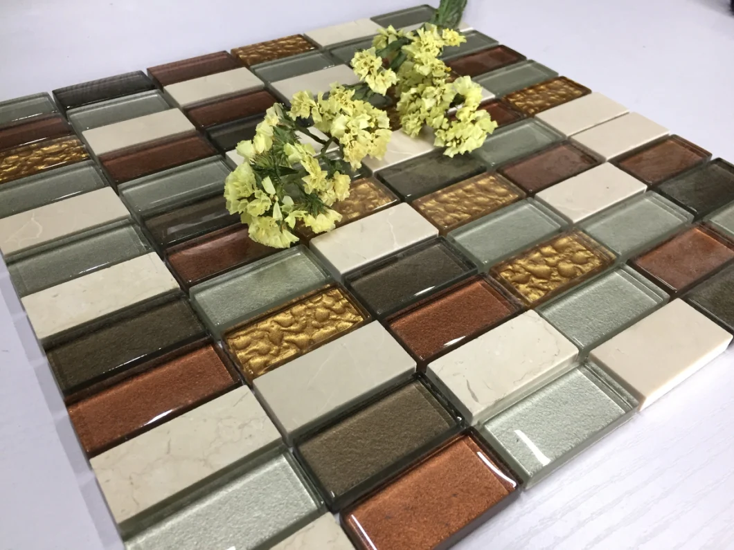 Fctory Colorful Design Glass Mix Stone Mosaic Tile