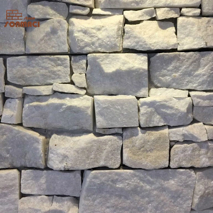 White Quartz Cement Ledger Stone Cladding for Garden Decoration