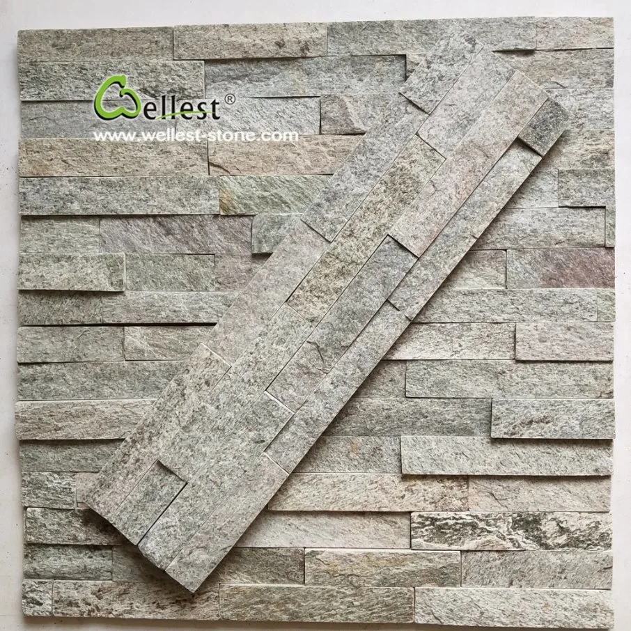 Beautiful Shining Greyish-Green Mica Culture Stone for Wall Decorating/Cladding