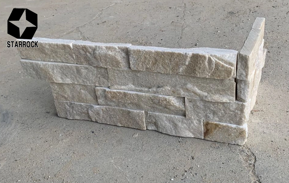 White Quartz Artificial Slate Ledge Culture Stone Wall Tiles