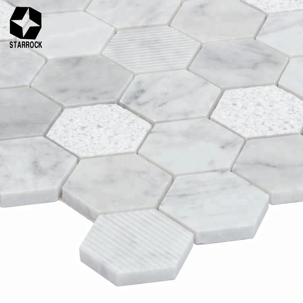 Stone Mosaic Tile Natural Stone Marble Hexagon Design Back Splash Wall Mosaic Tile